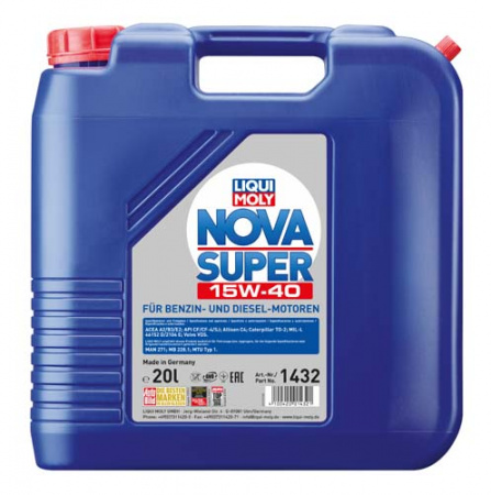 Минеральное моторное масло Nova Super 15W-40 (20 л)